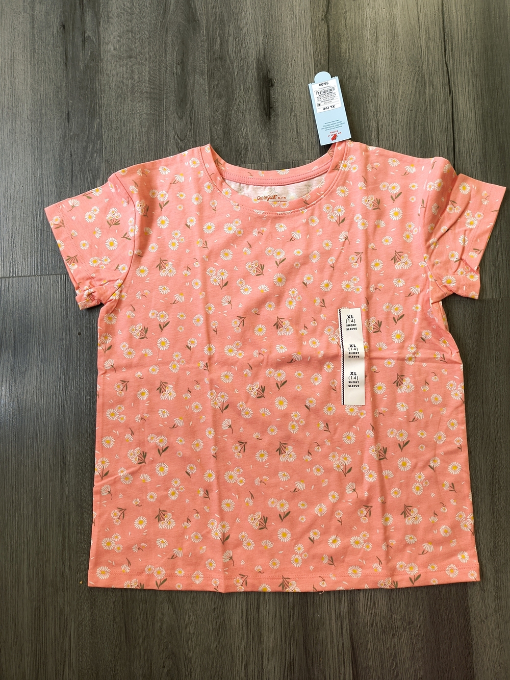 Cat & Jack Girls' Pink Floral Short-Sleeve Tee
